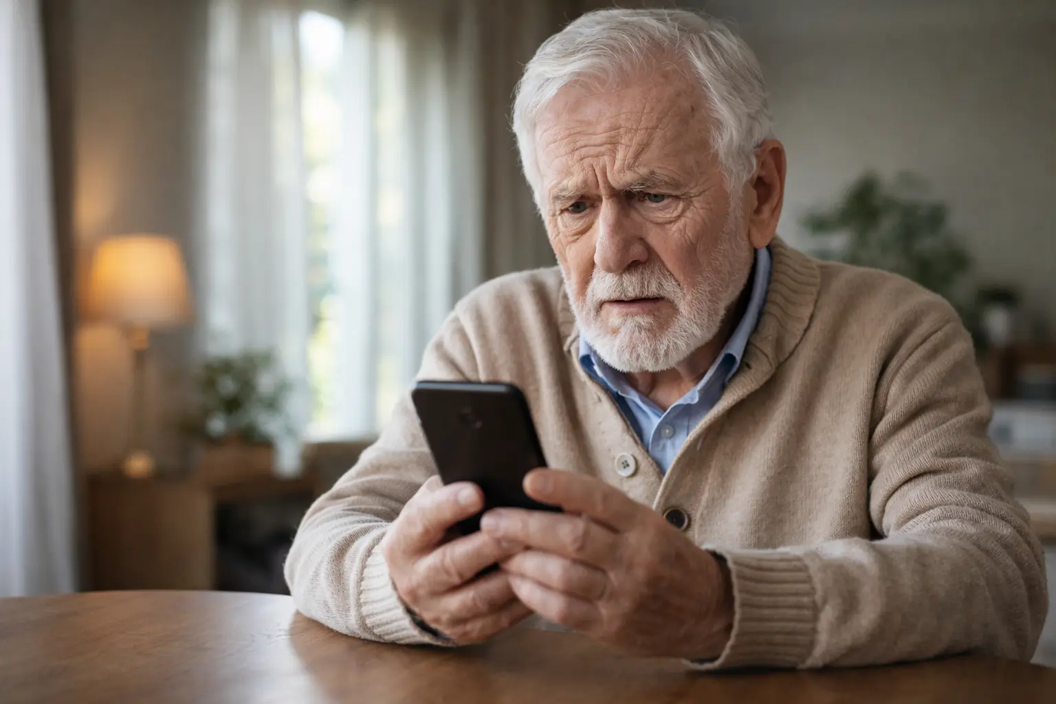 Problemi degli anziani con gli smartphone mentre provano a usare il telefono