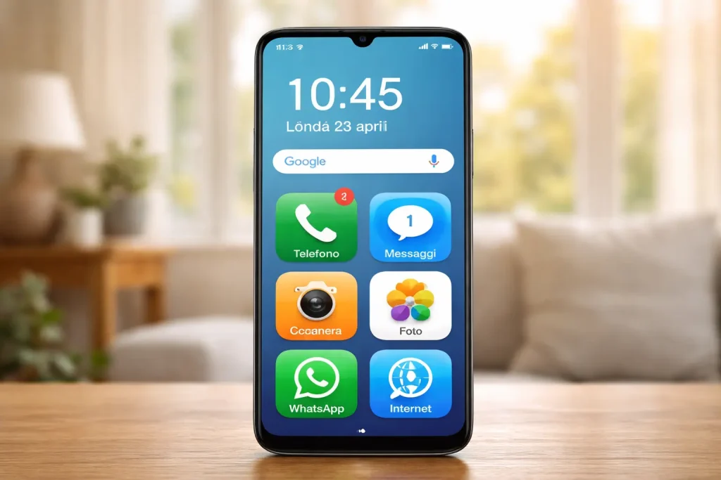 esempio di smartphone semplice per anziani con icone grandi