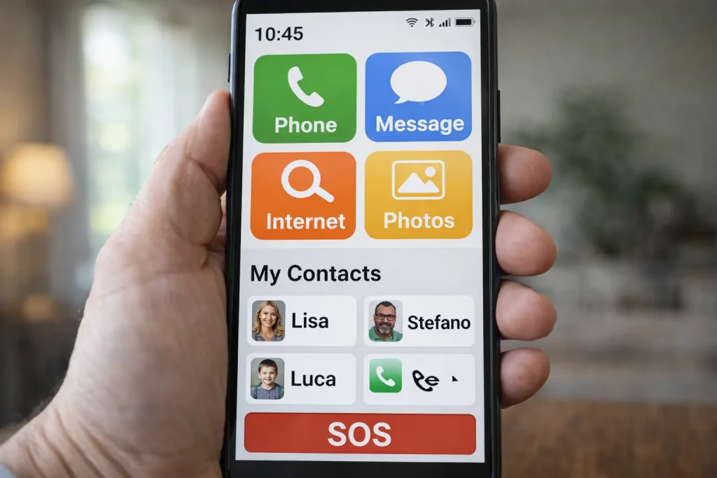 soluzione ai problemi degli anziani con gli smartphone grazie a interfaccia semplice