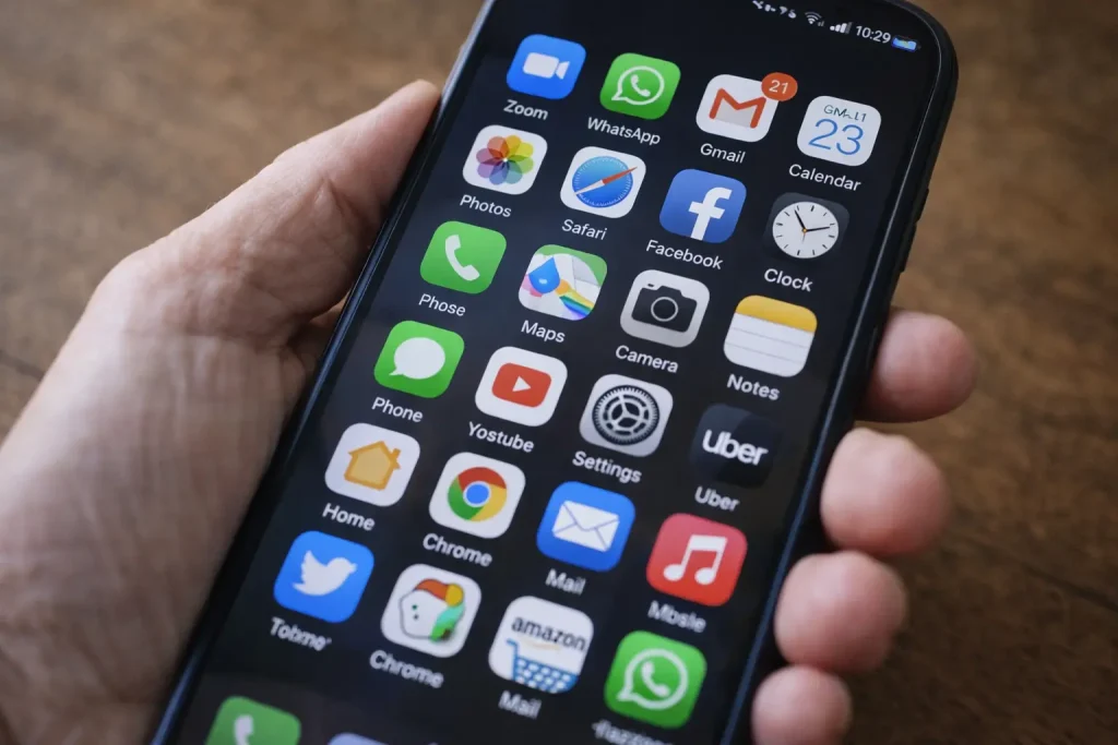 problemi degli anziani con gli smartphone pieni di icone