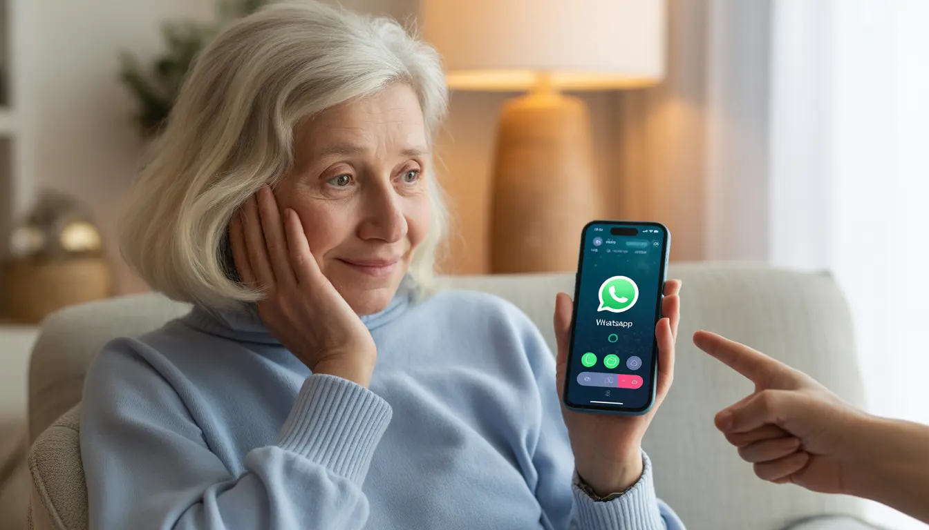 WhatsApp confonde gli anziani: donna anziana confusa mentre usa lo smartphone