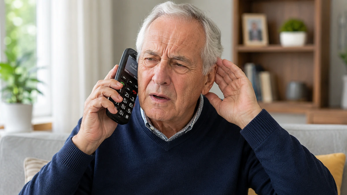 Miglior telefono per anziani con volume alto utilizzato da una persona anziana durante una chiamata