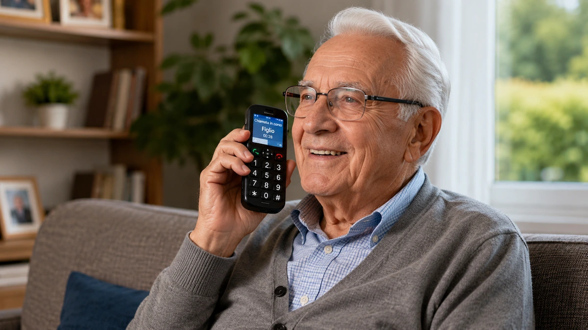 Migliori telefoni per anziani con problemi di udito utilizzati da un anziano durante una chiamata