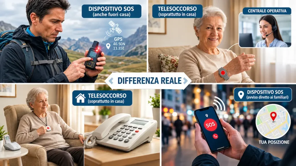Telesoccorso o dispositivo SOS: differenze tra assistenza in casa e dispositivo SOS